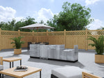 NewAge Outdoor Kitchens Stainless Steel 4-Piece Cabinet Set with 3-Drawer, Bar, Grill Cabinet and Fridge-66564-Garage Giant 