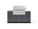 NewAge Outdoor Kitchens Outdoor Grill Island Aluminum 5-Piece Cabinet Set with Sink, 1 Door, Grill Cabinet, Platinum Grill and Stainless Steel Countertop - (Natural Gas) 
