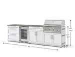 NewAge Outdoor Kitchens Stainless Steel 7-Piece Cabinet Set with 3-Drawer, Bar, Grill Cabinet, Performance Grill, Countertops, and Glass Door Fridge-73702-Garage Giant 
