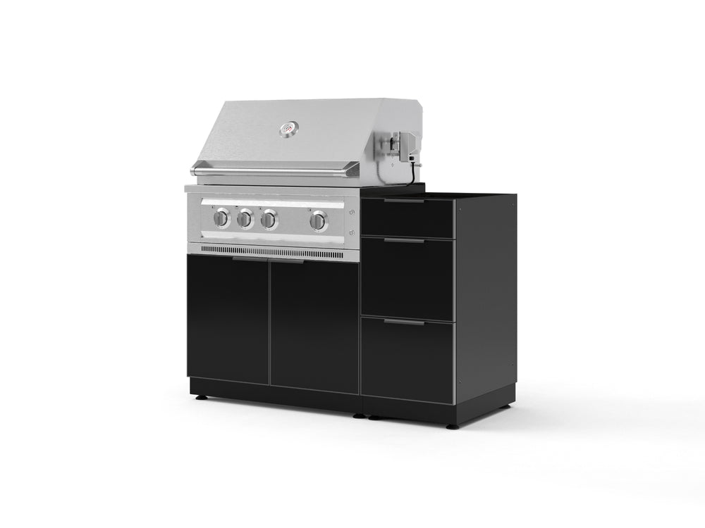 NewAge Outdoor Kitchens Outdoor Grill Island Aluminum 3-Piece Cabinet Set with 3-Drawer, Grill Cabinet and Platinum Grill - (Liquid Propane) | Garage Giant
