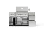 NewAge Outdoor Kitchens Outdoor Grill Island Stainless-Steel 6-Piece Cabinet Set with 3-Drawer, Grill Cabinet, Platinum Grill, Dual Side Burner and Countertop-74584-Garage Giant 