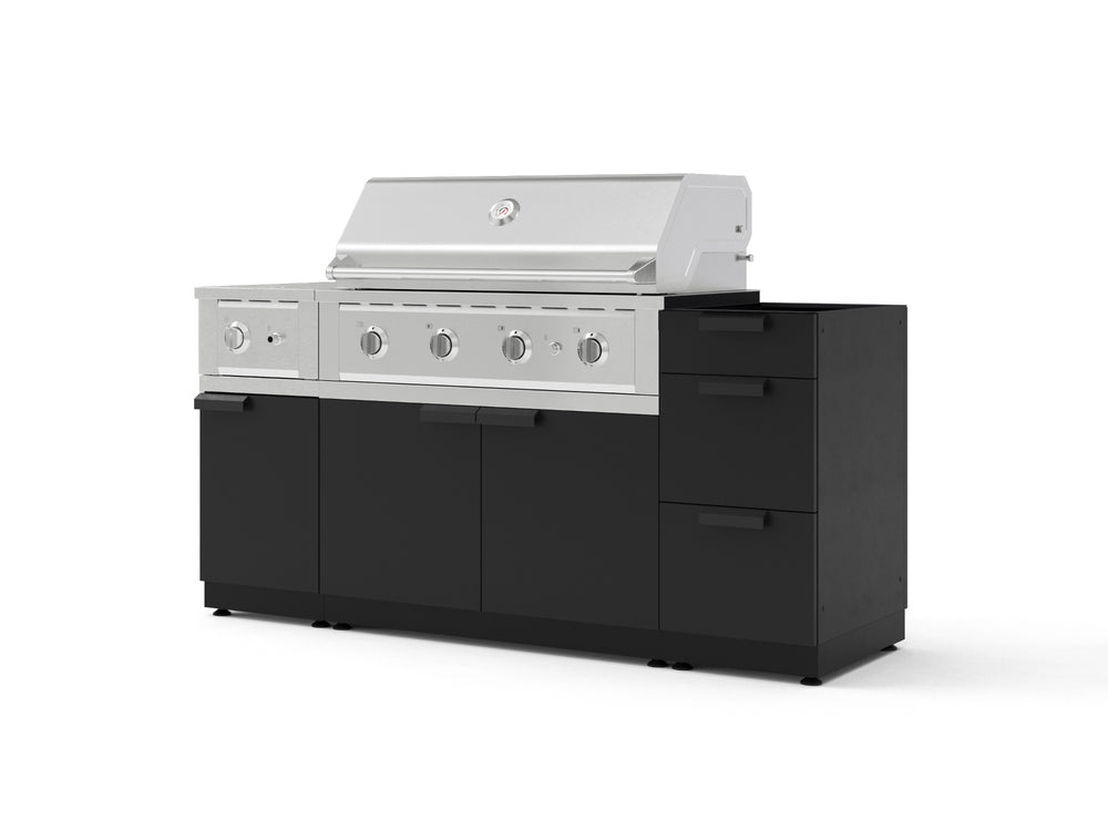 NewAge Outdoor Kitchens Outdoor Grill Island Stainless-Steel 5-Piece Cabinet Set with 3-Drawer, Grill Cabinet, Side Burner and Performance Grill - (Liquid Propane) | Garage Giant
