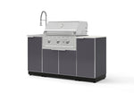 NewAge Outdoor Kitchens Outdoor Grill Island Aluminum 5-Piece Cabinet Set with Sink, 1 Door, Grill Cabinet, Performance Grill and Stainless Steel Countertop - (Liquid Propane) | Garage Giant 
