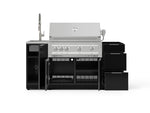 NewAge Outdoor Kitchens Outdoor Grill Island Aluminum 5-Piece Cabinet Set with Sink, 3 Drawer, Grill Cabinet, Platinum Grill and Stainless Steel Countertop - (Liquid Propane) 