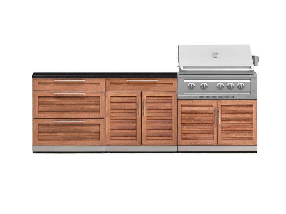 NewAge Outdoor Kitchens Stainless-Steel 5-Piece Cabinet Set with 3 Drawer, 2-Door with Drawer, Grill Cabinet, Platinum Grill and Countertop-71323-Garage Giant
