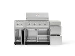 NewAge Outdoor Kitchens Outdoor Grill Island Stainless-Steel 6-Piece Cabinet Set with 3-Drawer, Grill Cabinet, Performance Grill, Side Burner and Dekton in Aeris Countertop - (Natural Gas) 