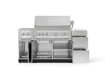 NewAge Outdoor Kitchens Outdoor Grill Island Stainless-Steel 6-Piece Cabinet Set with 3-Drawer, Grill Cabinet, Platinum Grill, Dual Side Burner and Dekton in Aeris Countertop - (Liquid Propane)-94543-Garage Giant 