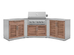 NewAge Outdoor Kitchens Stainless Steel 7-Piece Cabinet Set with 2 Door, Bar, Corner, Grill Cabinet, Platinum Grill, and Countertops | 71022 