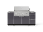 NewAge Outdoor Kitchens Outdoor Grill Island Aluminum 5-Piece Cabinet Set with Sink, 3 Drawer, Grill Cabinet, Platinum Grill and Stainless Steel Countertop-74754-Garage Giant 