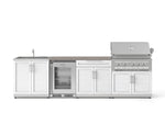 NewAge Outdoor Kitchens Stainless Steel 6-Piece Cabinet Set with Sink, Bar, Grill Cabinet, Platinum Grill, Countertop and Glass Door Fridge-73849-Garage Giant 
