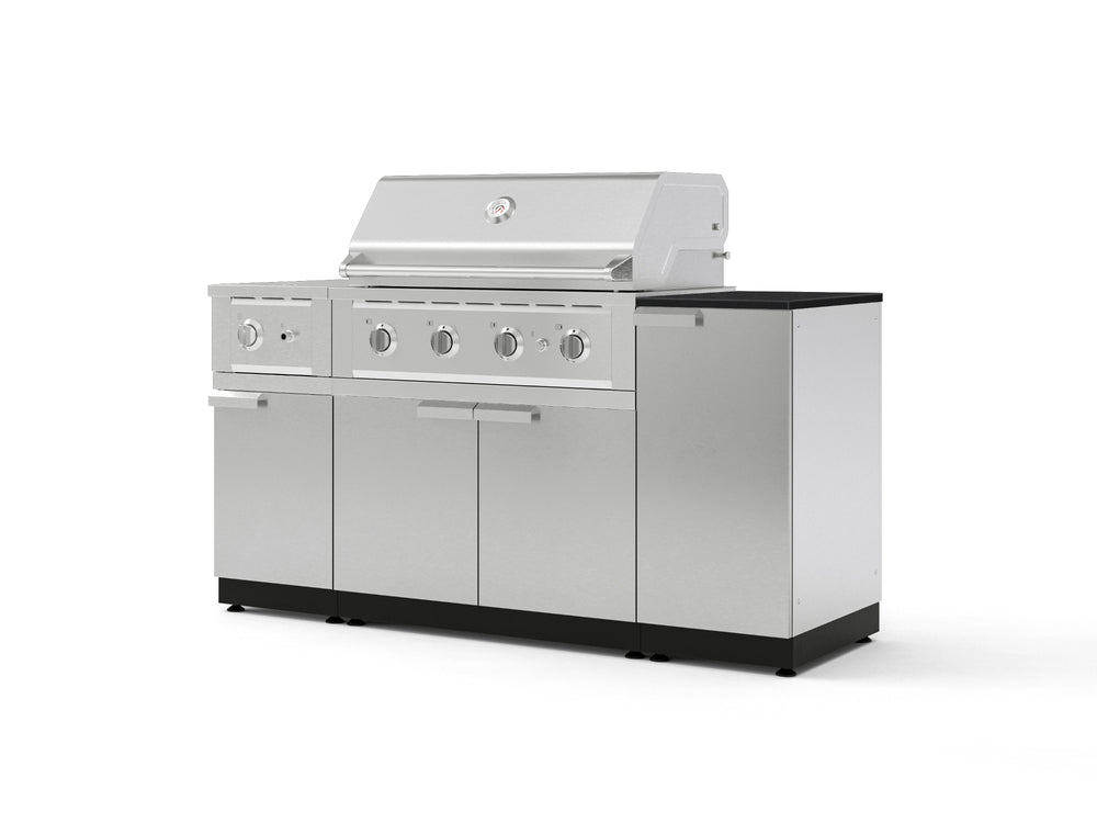 NewAge Outdoor Kitchens Outdoor Grill Island Stainless-Steel 6-Piece Cabinet Set with 1-Door, Grill Cabinet, Performance Grill, Side Burner and Dekton in Sirius Countertop - (Liquid Propane) | Garage Giant