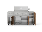NewAge Outdoor Kitchens Outdoor Grill Island Stainless-Steel Louvered Doors 6-Piece Cabinet Set with Casters and 1-Door, Grill Cabinet, Platinum Grill, Dual Side Burner, Countertop-74871-Garage Giant 