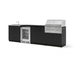 NewAge Outdoor Kitchens Stainless Steel 6-Piece Cabinet Set with Sink, Bar, Grill Cabinet, Performance Grill, Countertop and Glass Door Fridge-73749-Garage Giant 