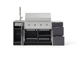 NewAge Outdoor Kitchens Outdoor Grill Island Aluminum 5-Piece Cabinet Set with Sink, 3 Drawer, Grill Cabinet, Performance Grill and Stainless Steel Countertop - (Liquid Propane) 