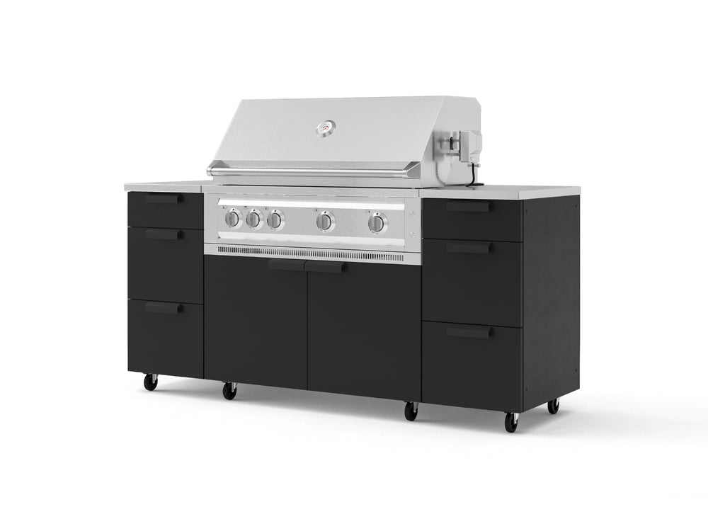 NewAge Outdoor Kitchens Outdoor Grill Island Stainless-Steel 6-Piece Cabinet Set with Casters 3 Drawers, Grill Cabinet, Platinum Grill, Countertops | 74379