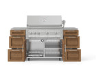 NewAge Outdoor Kitchens Outdoor Grill Island Stainless-Steel Louvered Doors 6-Piece Cabinet Set with Casters 3 Drawers, Grill Cabinet, Platinum Grill, Countertops-74943-Garage Giant 
