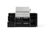 NewAge Outdoor Kitchens Outdoor Grill Island Aluminum 6-Piece Cabinet Set with 1 Door, 3 Drawer, Grill Cabinet, Platinum Grill and Dekton in Aeris Countertops - (Liquid Propane) 
