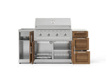 NewAge Outdoor Kitchens Outdoor Grill Island Stainless-Steel Louvered Doors 5-Piece Cabinet Set with Sink, 3 Drawer, Grill Cabinet, Performance Grill and Stainless Steel Countertop - (Liquid Propane) 