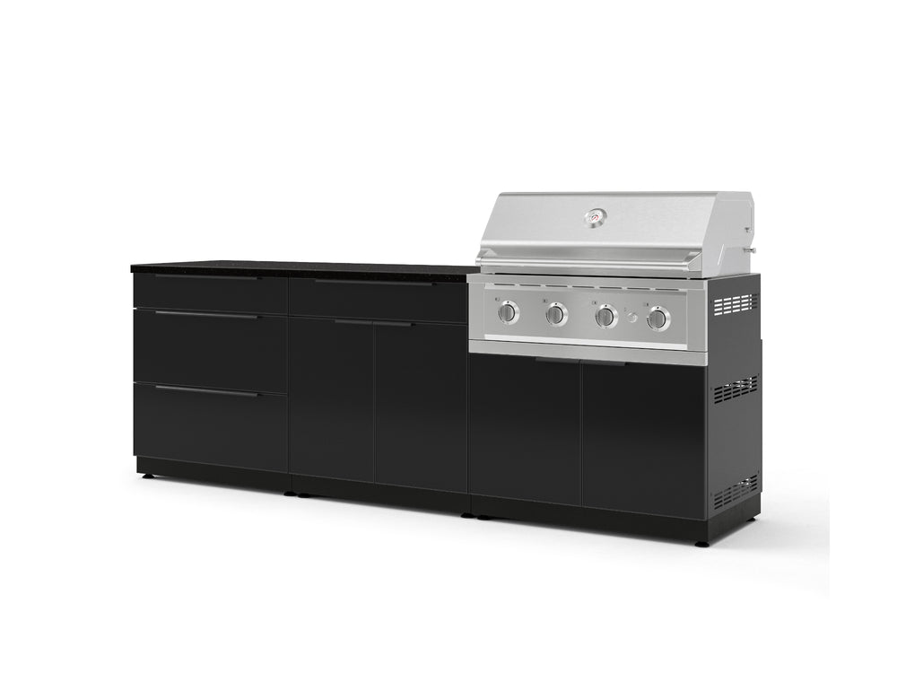 NewAge Outdoor Kitchens Aluminum 5-Piece Cabinet Set With 3 Drawer, Bar, Grill Cabinet, Performance Grill and Countertop-73304-Garage Giant