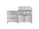 NewAge Outdoor Kitchens Stainless Steel 4-Piece Cabinet set with Casters and 3 Drawer, Grill Cabinet, Platinum Grill, Countertop-72218-Garage Giant 
