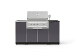 NewAge Outdoor Kitchens Outdoor Grill Island Aluminum 5-Piece Cabinet Set with Sink, 1 Door, Grill Cabinet, Platinum Grill and Stainless Steel Countertop - (Liquid Propane) 