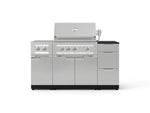 NewAge Outdoor Kitchens Outdoor Grill Island Stainless-Steel 6-Piece Cabinet Set with 3-Drawer, Grill Cabinet, Platinum Grill, Dual Side Burner and Dekton in Sirius Countertop - (Natural Gas) 