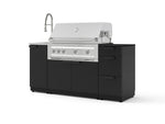 NewAge Outdoor Kitchens Outdoor Grill Island Stainless-Steel 5-Piece Cabinet Set with Sink, 3 Drawer, Grill Cabinet, Platinum Grill and Stainless Steel Countertop - (Liquid Propane) | Garage Giant 