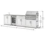 NewAge Outdoor Kitchens Stainless Steel 6-Piece Cabinet Set with Sink, Bar, Grill Cabinet, Platinum Grill, Countertop and Glass Door Fridge-71525-Garage Giant 