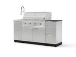 NewAge Outdoor Kitchens Outdoor Grill Island Stainless-Steel 5-Piece Cabinet Set with Sink, 3 Drawer, Grill Cabinet, Performance Grill and Stainless Steel Countertop - (Liquid Propane) | Garage Giant 