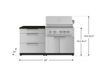 NewAge Outdoor Kitchens Stainless-Steel 4-Piece Cabinet Set with 3 Drawer, Grill Cabinet, Platinum Grill, and Countertop-71629-Garage Giant 