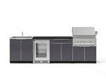 NewAge Outdoor Kitchens Aluminum 6-Piece Cabinet Set with Sink, Bar, Grill Cabinet, Platinum Grill, Countertop and Fridge-71991-Garage Giant 
