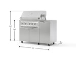 NewAge Outdoor Kitchens Outdoor Grill Island Stainless-Steel 4-Piece Cabinet Set with Casters and 1 Door, Grill Cabinet, Platinum Grill, Countertop 