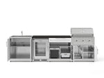NewAge Outdoor Kitchens Stainless Steel 6-Piece Cabinet Set with Sink, Bar, Grill Cabinet, Performance Grill, Countertop and Glass Door Fridge-73770-Garage Giant 
