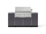 NewAge Outdoor Kitchens Outdoor Grill Island Aluminum 6-Piece Cabinet Set with 1 Door, Grill Cabinet, Platinum Grill and Countertops-74613-Garage Giant 