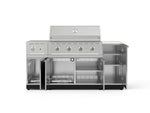 NewAge Outdoor Kitchens Outdoor Grill Island Stainless-Steel 6-Piece Cabinet Set with 1-Door, Grill Cabinet, Performance Grill, Side Burner and Dekton in Aeris Countertop - (Liquid Propane) 