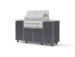 NewAge Outdoor Kitchens Outdoor Grill Island Aluminum 6-Piece Cabinet Set with Casters and 1 Door, Grill Cabinet, Platinum Grill, Countertops | 74893 