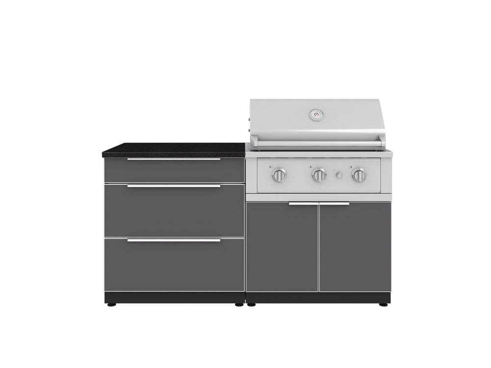 NewAge Outdoor Kitchens Aluminum 4-Piece Cabinet Set with 3 Drawer, Grill Cabinet, Performance Grill, and Countertop-71610-Garage Giant