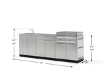 NewAge Outdoor Kitchens Stainless-Steel 5-Piece Cabinet Set with Sink, Bar, Grill Cabinet, Platinum Griddle and Countertop-74959-Garage Giant 