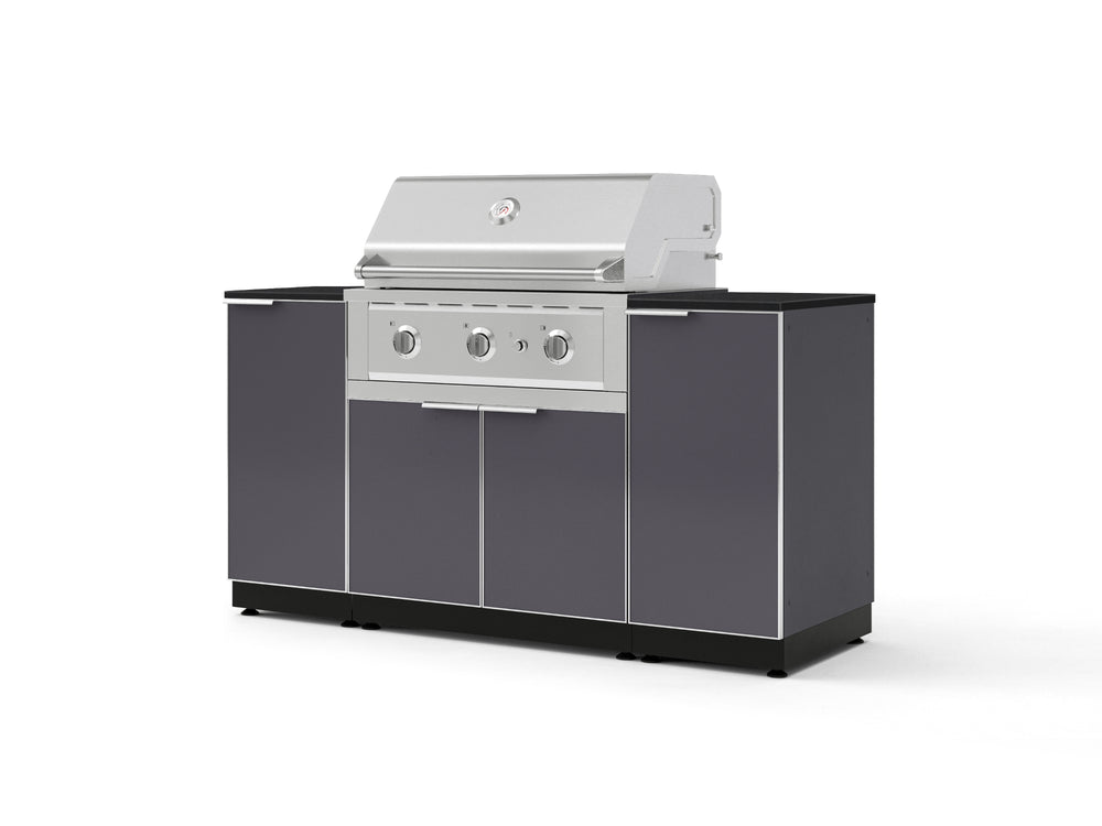 NewAge Outdoor Kitchens Outdoor Grill Island Aluminum 6-Piece Cabinet Set with 1 Door, Grill Cabinet, Performance Grill and Countertops - (Natural Gas) | Garage Giant
