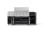 NewAge Outdoor Kitchens Outdoor Grill Island Aluminum 5-Piece Cabinet Set with Casters and 1-Door, Grill Cabinet, Side Burner and Performance Grill - (Liquid Propane) 