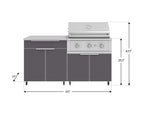 NewAge Outdoor Kitchens Aluminum 4-Piece Cabinet Set with Casters and Bar, Grill Cabinet, Performance Grill, and Countertop-72405-Garage Giant 