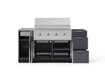 NewAge Outdoor Kitchens Outdoor Grill Island Aluminum 5-Piece Cabinet Set with Sink, 3 Drawer, Grill Cabinet, Performance Grill and Stainless Steel Countertop - (Liquid Propane) 