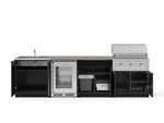 NewAge Outdoor Kitchens Aluminum 6-Piece Cabinet Set with Sink, Bar, Grill Cabinet, Performance Grill, Countertop and Glass Door Fridge-73794-Garage Giant 