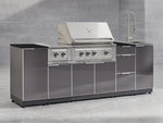 NewAge Outdoor Kitchens Outdoor Grill Island Aluminum 6-Piece Cabinet Set with 1 Door, 3 Drawer, Grill Cabinet, Performance Grill and Countertops - (Natural Gas) 