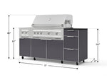 NewAge Outdoor Kitchens Outdoor Grill Island Aluminum 6-Piece Cabinet Set with Casters and 3-Drawer, Grill Cabinet, Platinum Grill, Dual Side Burner and Dekton in Sirius Countertop - (Liquid Propane) 