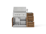 NewAge Outdoor Kitchens Outdoor Grill Island Stainless-Steel Louvered Doors 3-Piece Cabinet Set with 3-Drawer, Grill Cabinet and Platinum Grill - (Natural Gas) 