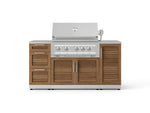 NewAge Outdoor Kitchens Outdoor Grill Island Stainless-Steel Louvered Doors 6-Piece Cabinet Set with 1 Door, 3 Drawer, Grill Cabinet, Platinum Grill and Countertops 