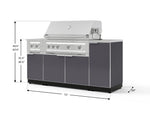 NewAge Outdoor Kitchens Outdoor Grill Island Aluminum 6-Piece Cabinet Set with 1-Door, Grill Cabinet, Platinum Grill, Dual Side Burner and Countertop-73991-Garage Giant 
