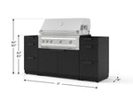 NewAge Outdoor Kitchens Outdoor Grill Island Stainless-Steel 5-Piece Cabinet Set with 3 Drawers, Grill Cabinet and Platinum Grill - (Liquid Propane) 