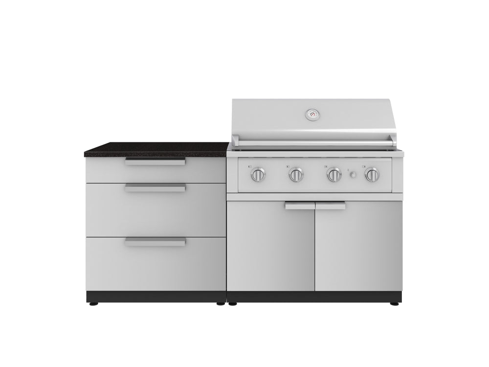 NewAge Outdoor Kitchens Stainless-Steel 4-Piece Cabinet Set with 3 Drawer, Grill Cabinet, Performance Grill, and Countertop-71627-Garage Giant